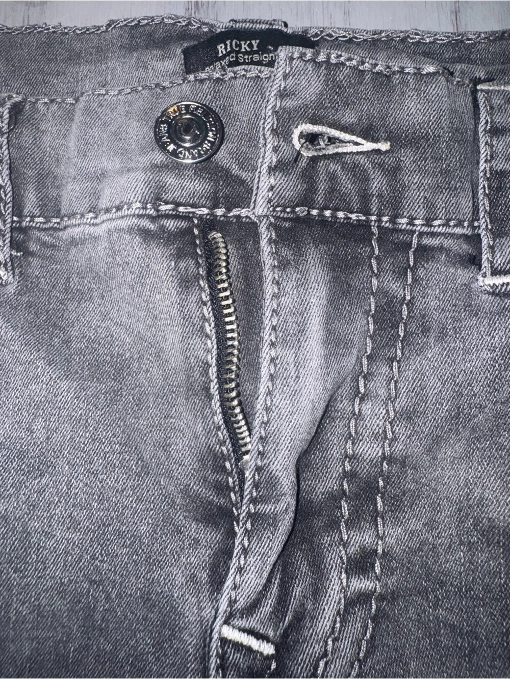 True Religion Ricky Jeans Mens 34 Gray Relaxed Straight Stretch Denim Y2K